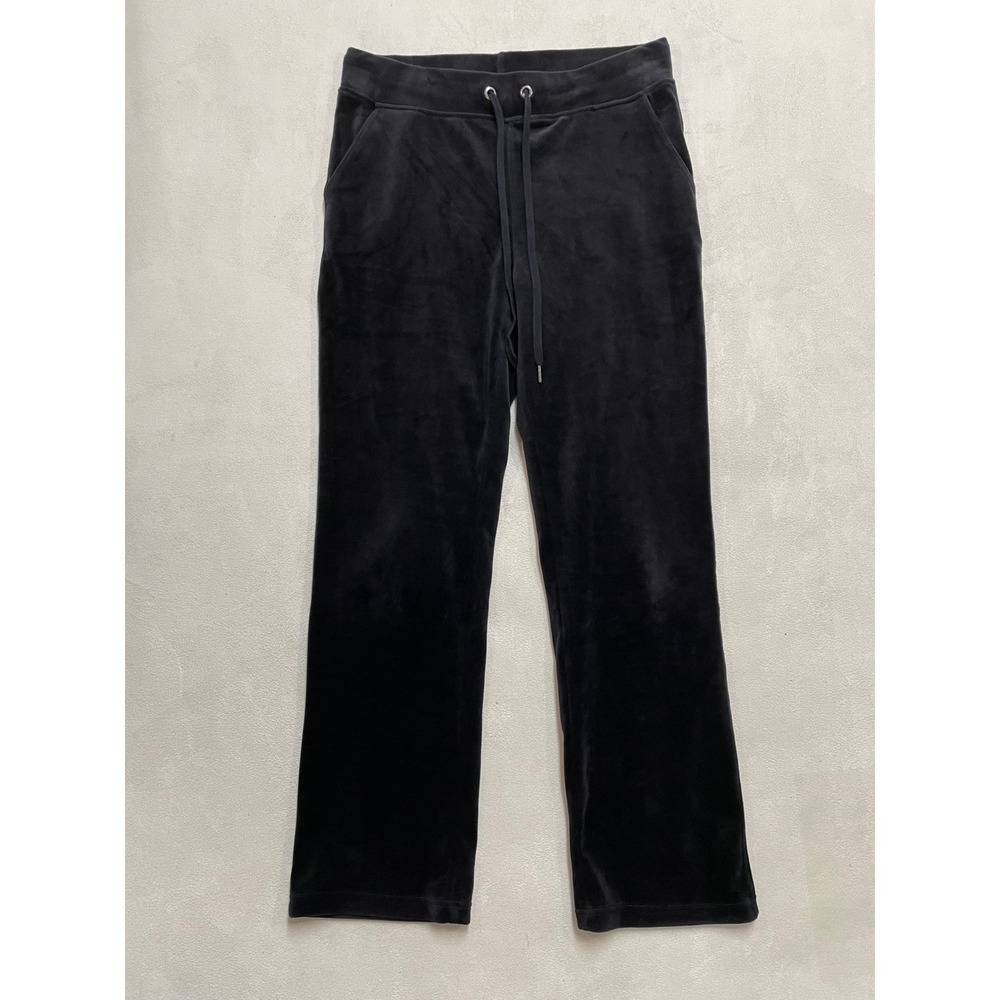 Dolce Vita Womens Black Velour Track Pants Wide Leg Drawstring Y2K Style Small
